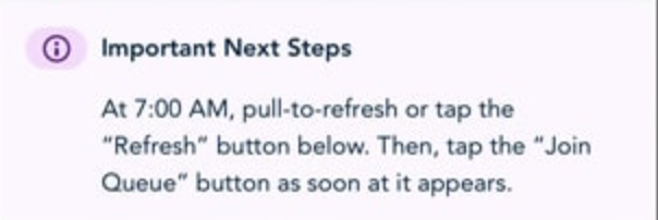 Important Next Steps for getting a Virtual Queue